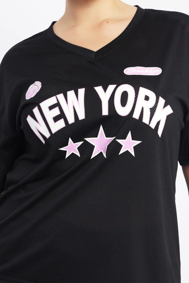 Black Graphic T Shirt Short Sleeve Crew Neck - Image 5