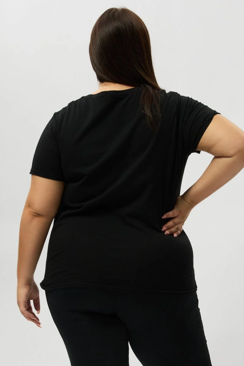 Black Graphic T Shirt Short Sleeve Crew Neck - Image 5
