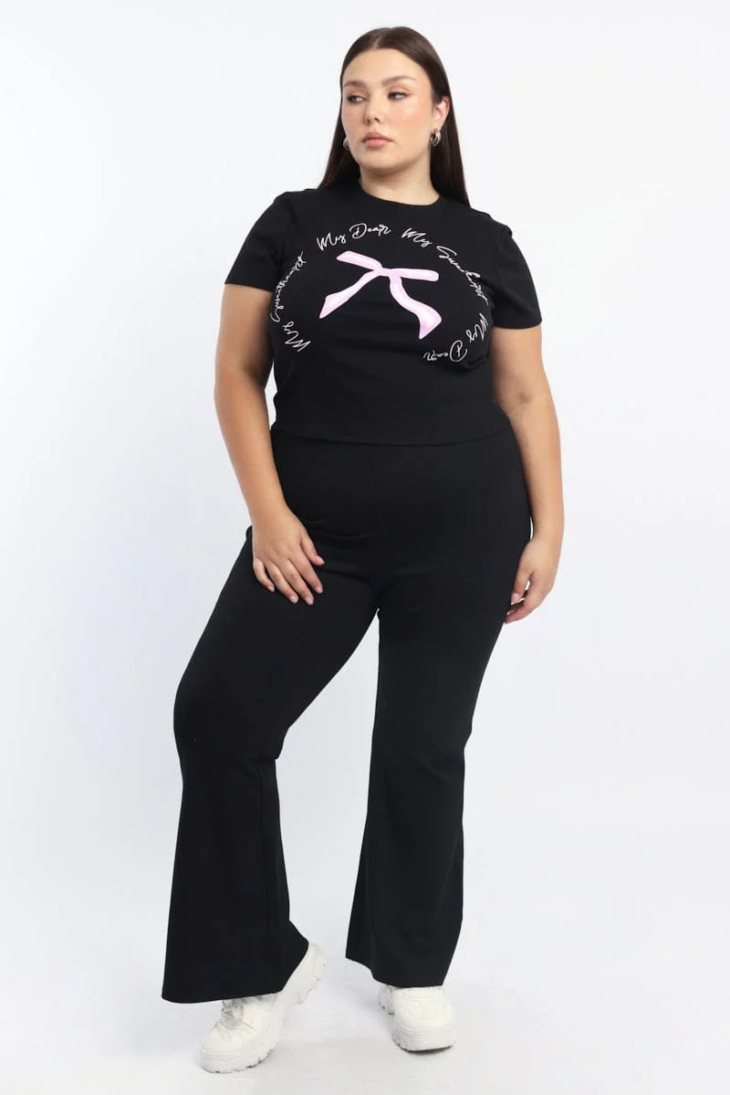 Black Graphic T Shirt Short Sleeve Crew Neck - Image 2