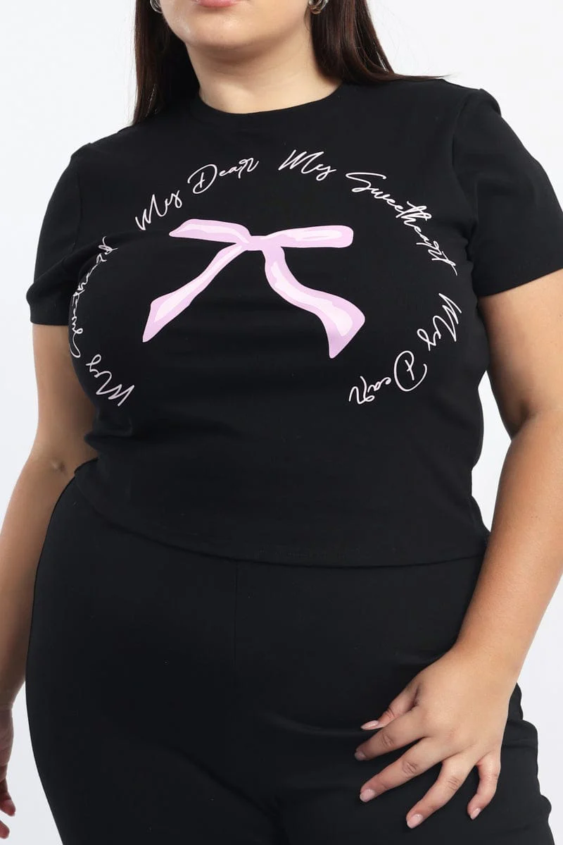 Black Graphic T Shirt Short Sleeve Crew Neck - Image 5