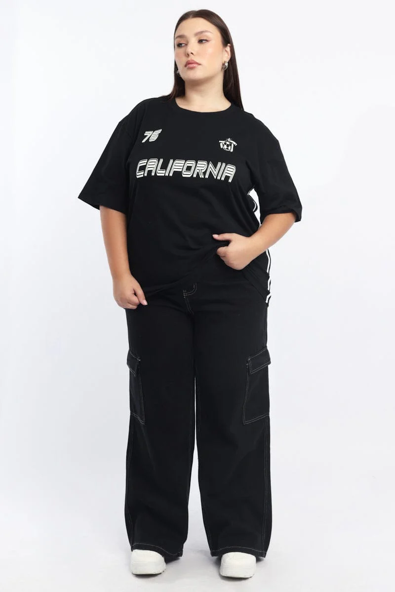 Black Graphic T Shirt Short Sleeve Crew Neck - Image 2