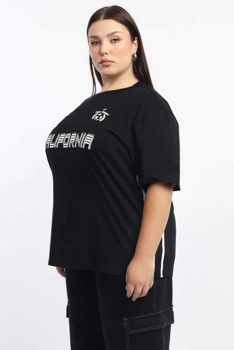Black Graphic T Shirt Short Sleeve Crew Neck - Image 3