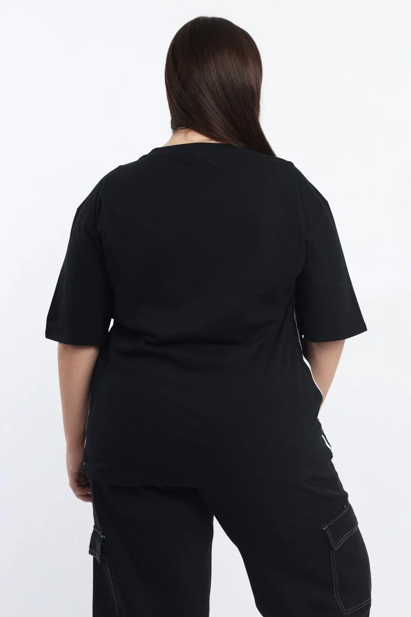 Black Graphic T Shirt Short Sleeve Crew Neck - Image 4