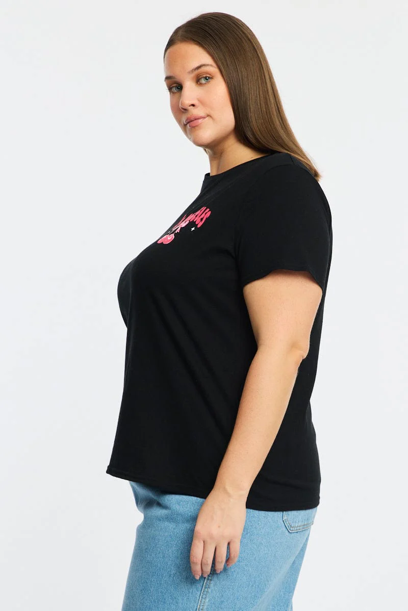 Black Graphic T-shirt Short Sleeve Crew Neck - Image 4