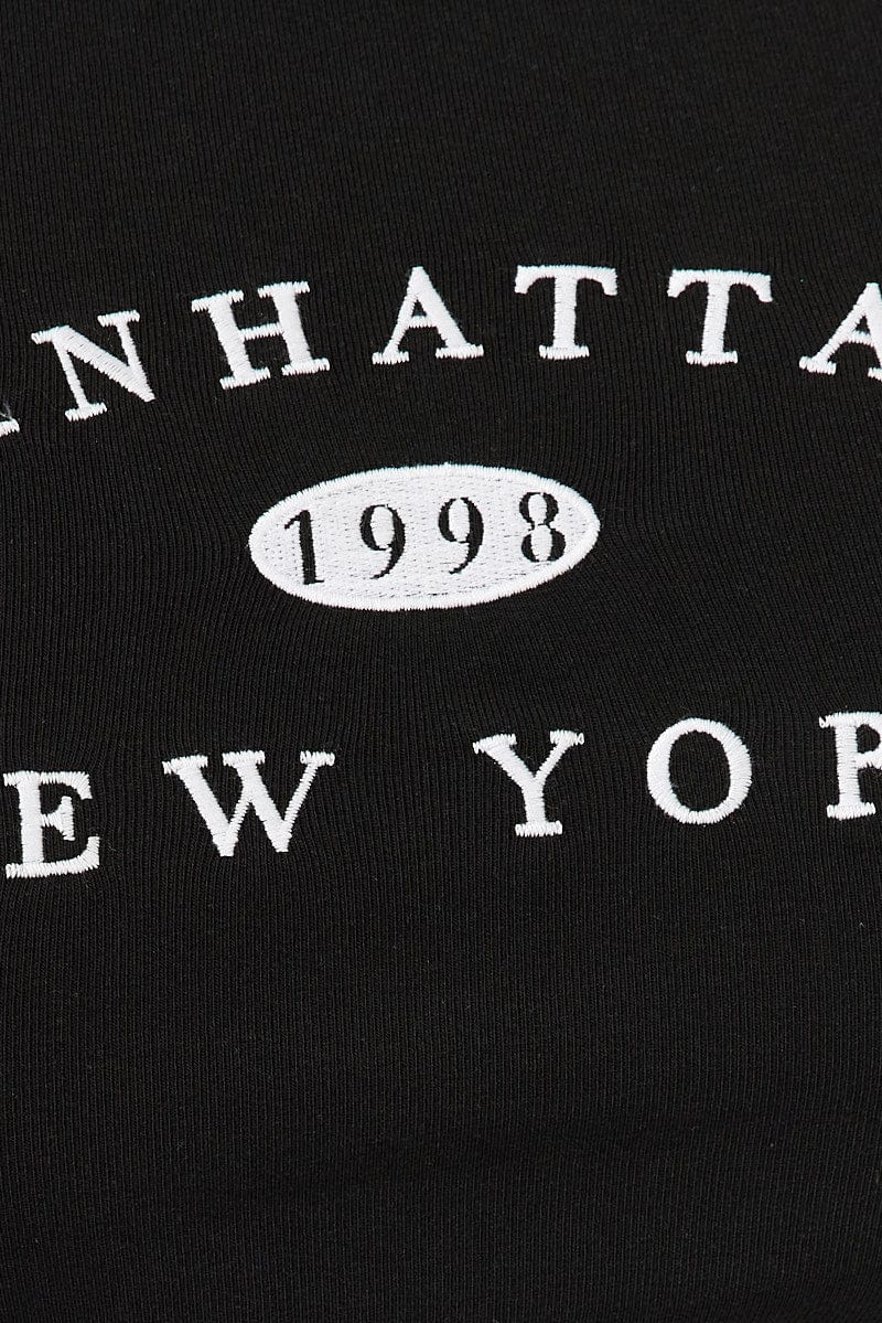 Black Graphic T-shirt Short Sleeve Crew Neck Crop - Image 6