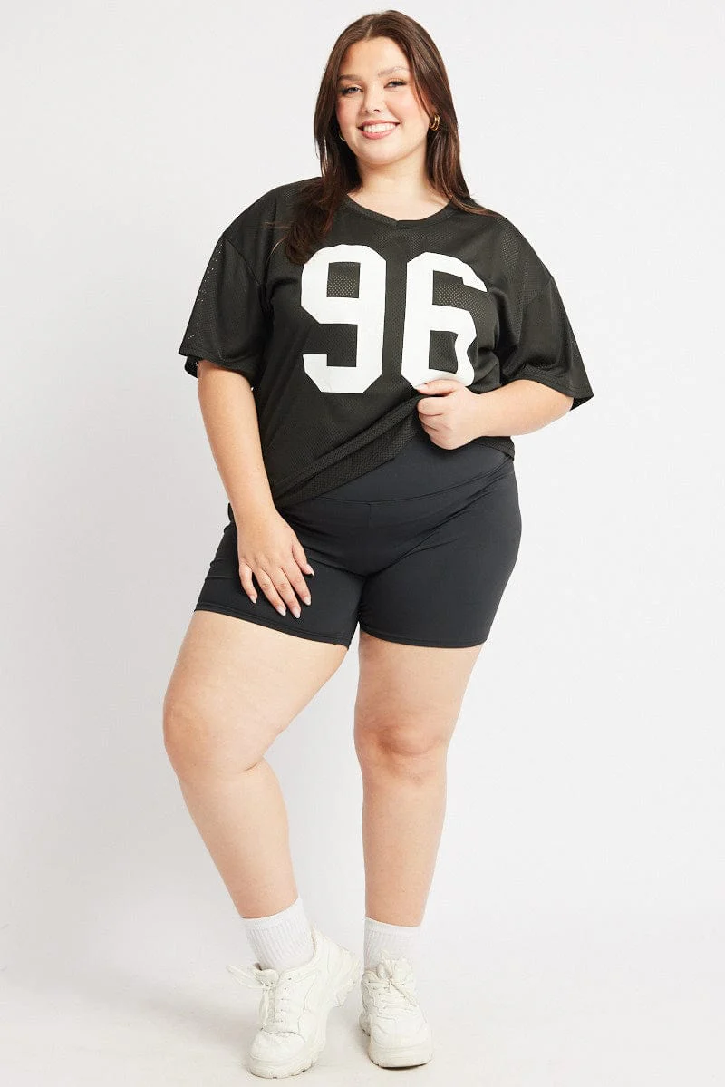Black Graphic T Shirt Short Sleeve V Neck - Image 2