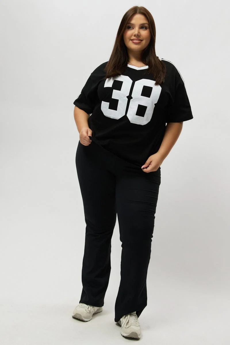 Black Graphic T Shirt Short Sleeve V Neck - Image 3