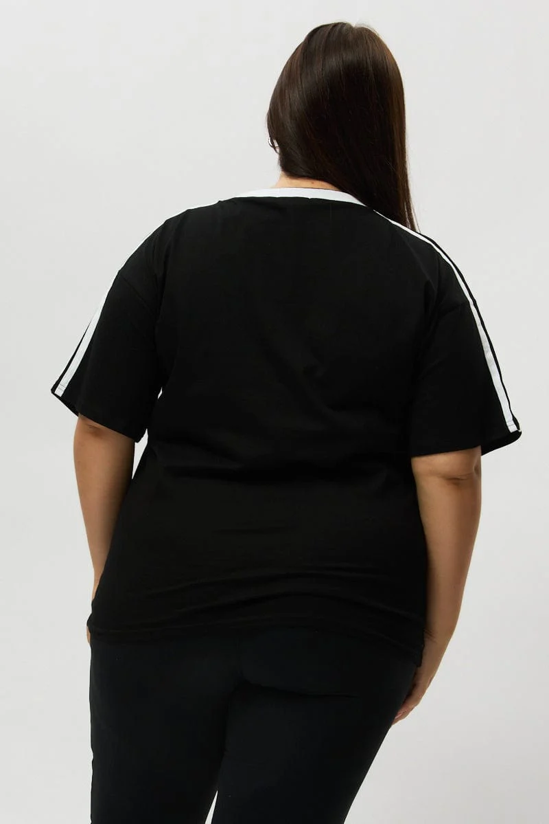 Black Graphic T Shirt Short Sleeve V Neck - Image 5