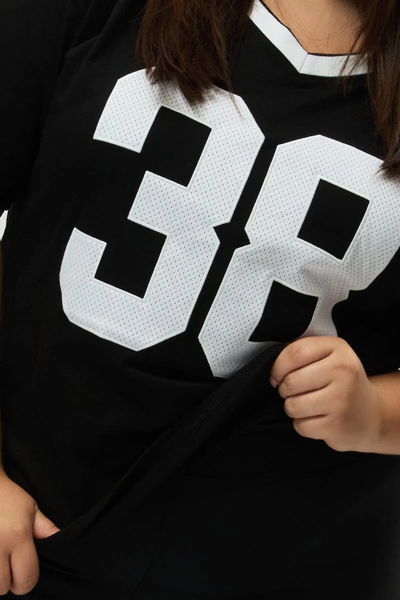 Black Graphic T Shirt Short Sleeve V Neck - Image 6