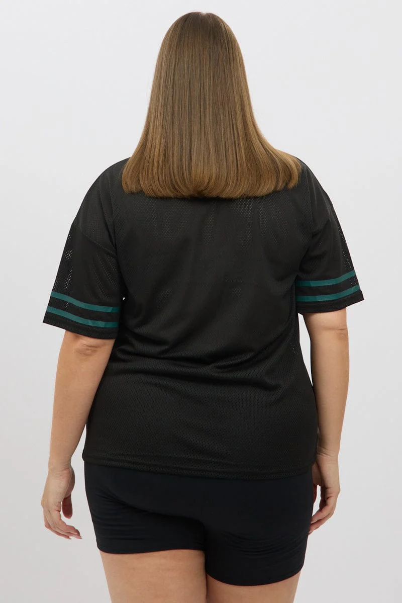 Black Graphic T Shirt Short Sleeve V Neck - Image 5