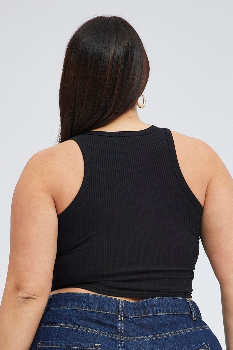 Black Graphic Tank Top Crew Neck - Image 5