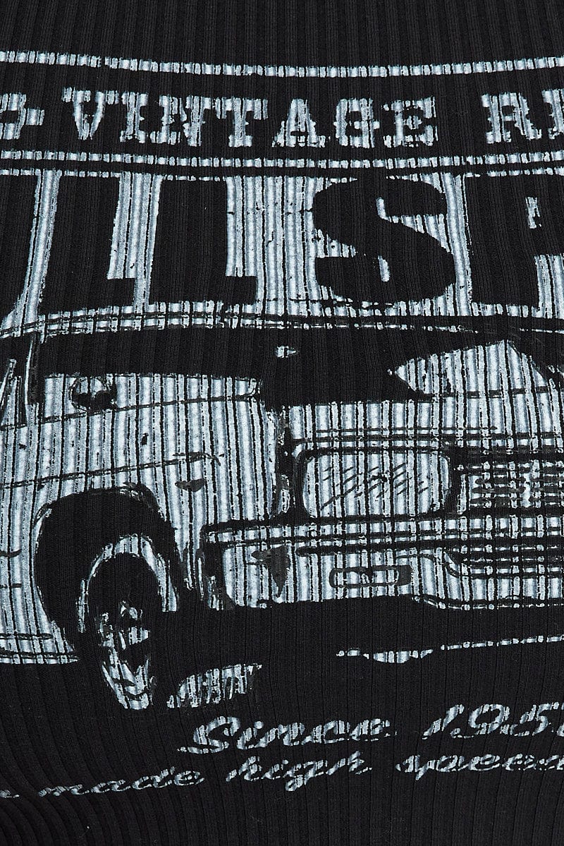 Black Graphic Tank Top Crew Neck - Image 6