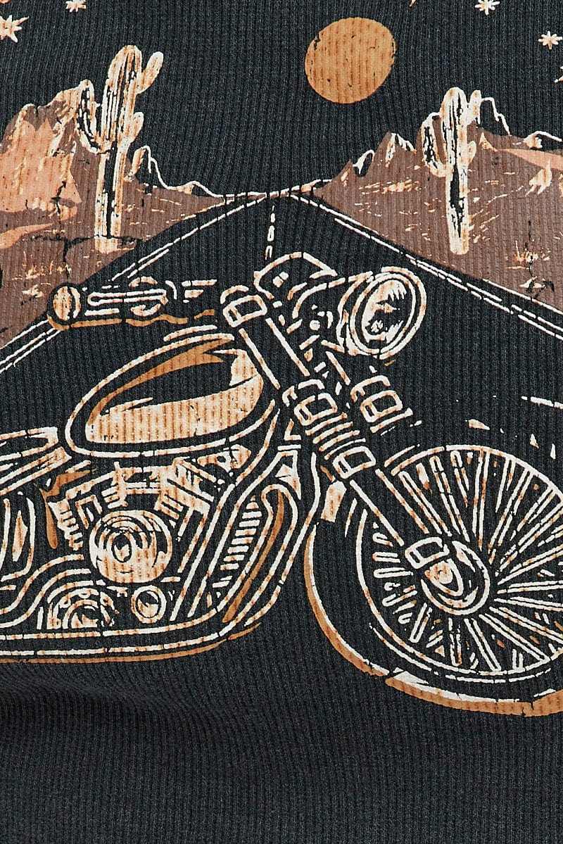 Black Graphic Tank Top Crew Neck - Image 6