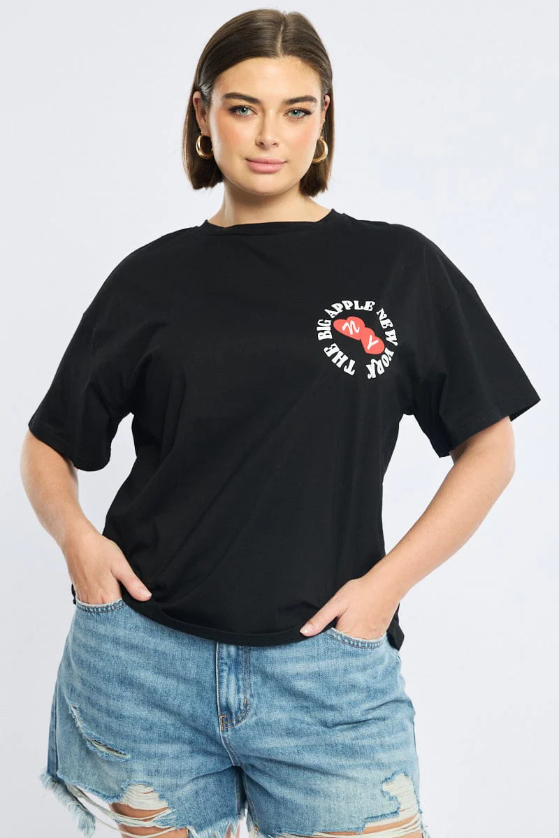 Black Graphic Tee Short Sleeve