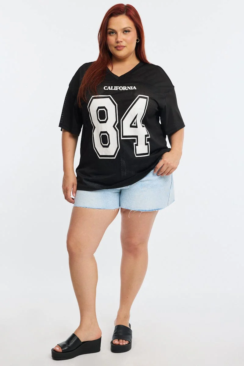 Black Graphic Tee Short Sleeve V-neck - Image 2