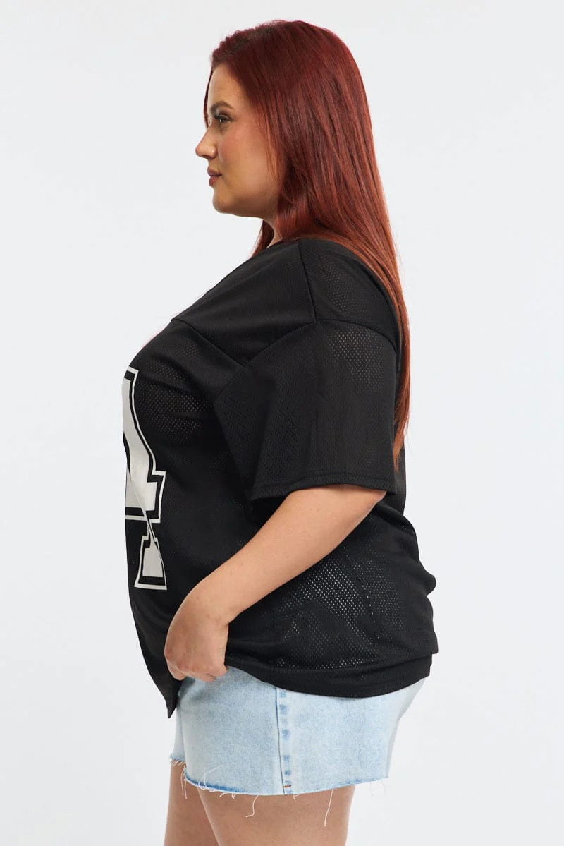 Black Graphic Tee Short Sleeve V-neck - Image 3