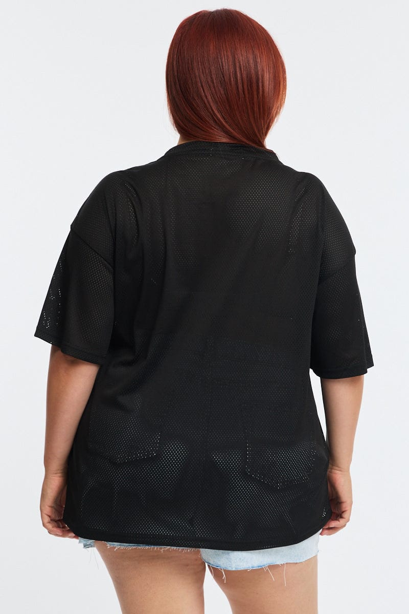 Black Graphic Tee Short Sleeve V-neck - Image 4