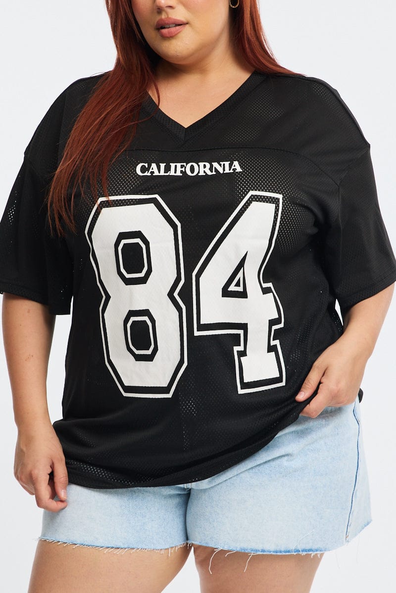 Black Graphic Tee Short Sleeve V-neck - Image 5