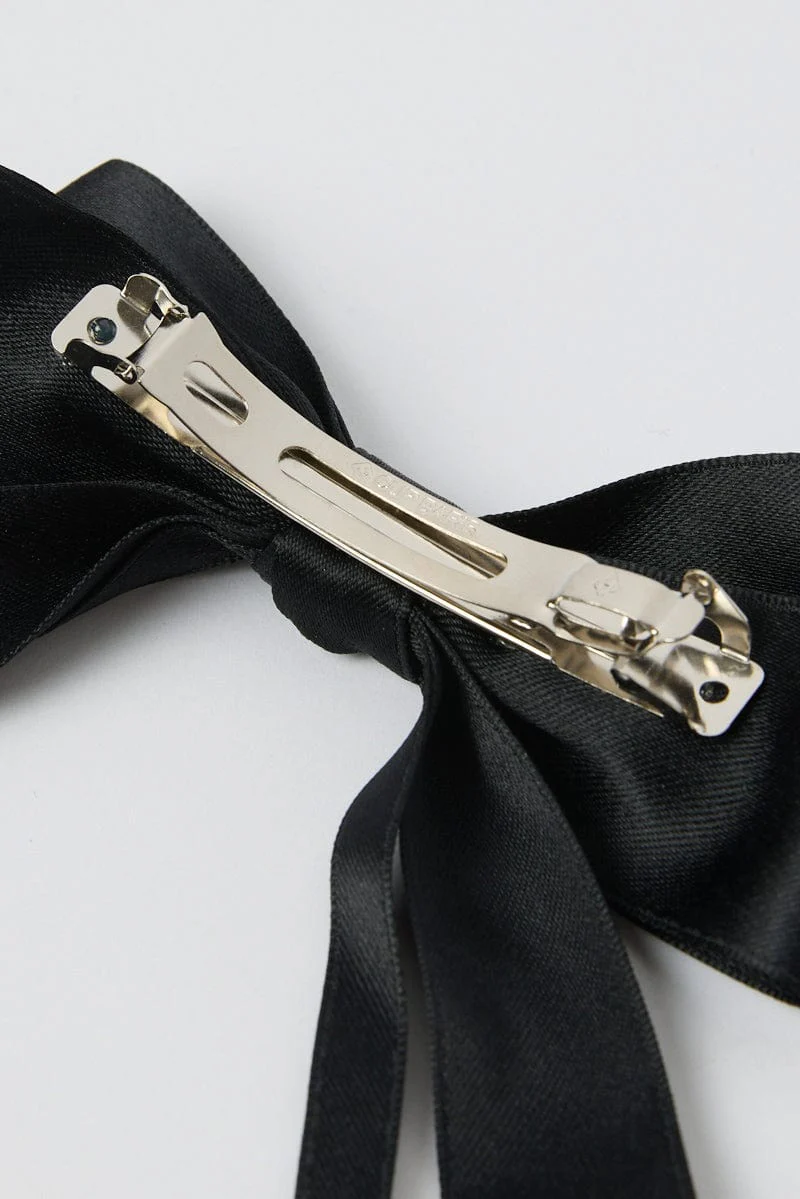 Black Hair Bow Barrette - Image 3