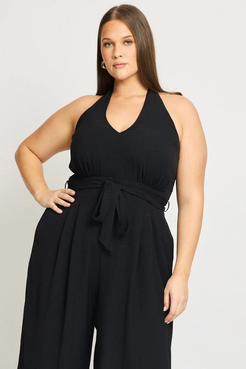 Black Halter Jumpsuit Sleeveless - Image 2