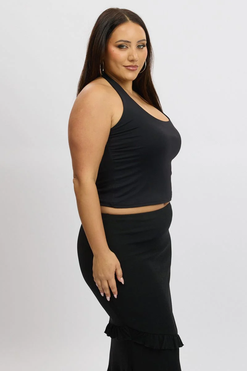 Black Halter Neck Tank Top Supersoft - Image 4