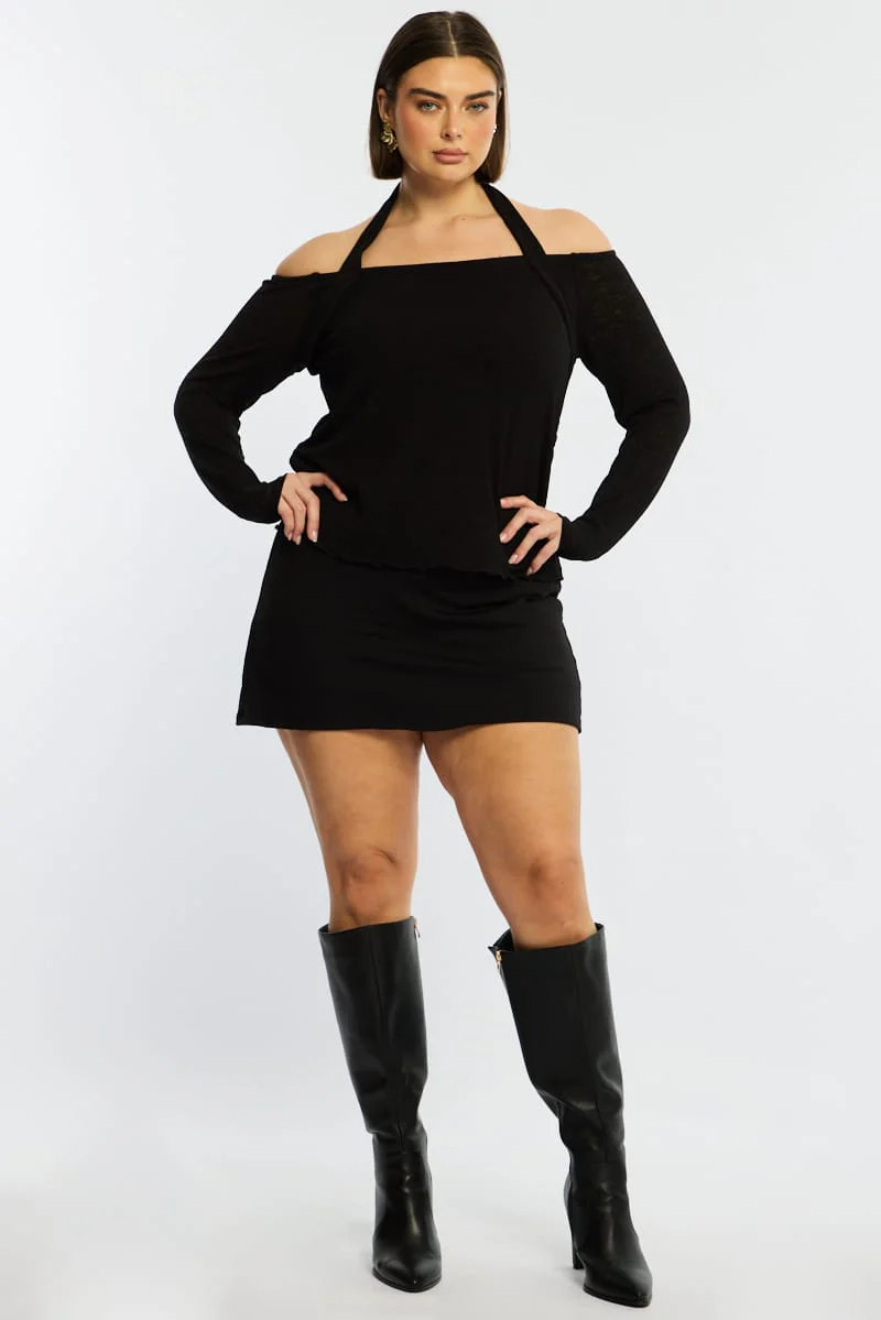 Black Halter Top Long Sleeve - Image 4