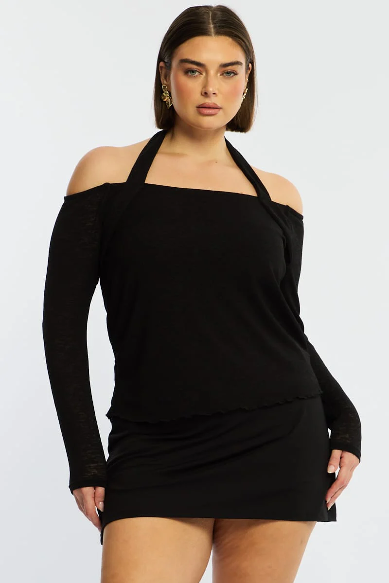 Black Halter Top Long Sleeve - Image 5