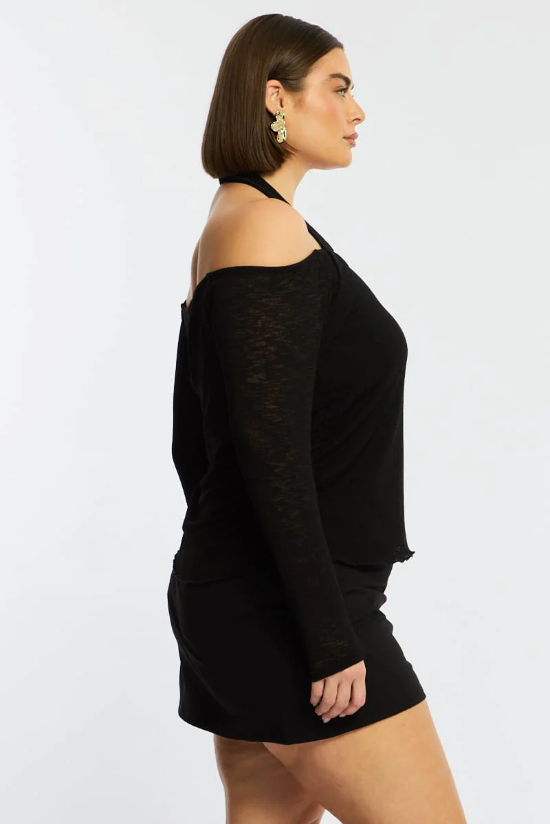 Black Halter Top Long Sleeve - Image 6