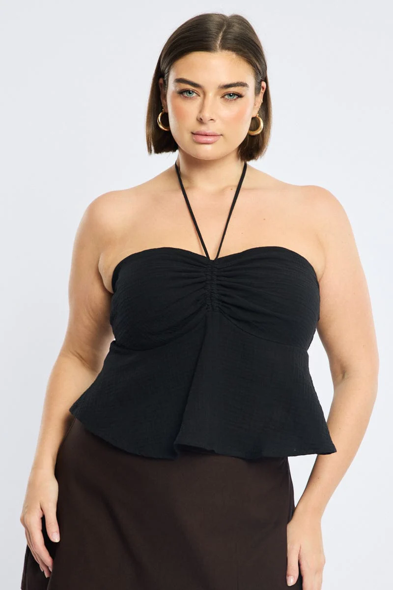 Black Halter Top Sleeveless