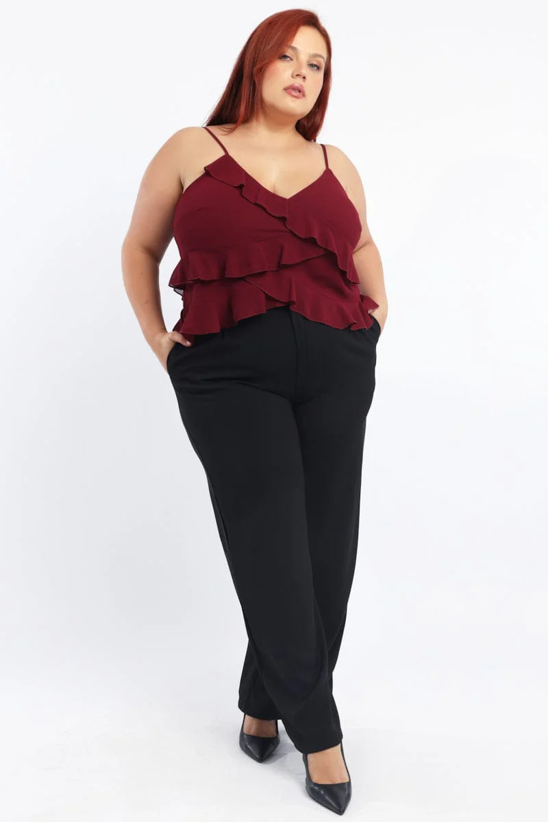 Black High Rise Wide Leg Tailored Pants - Image 3
