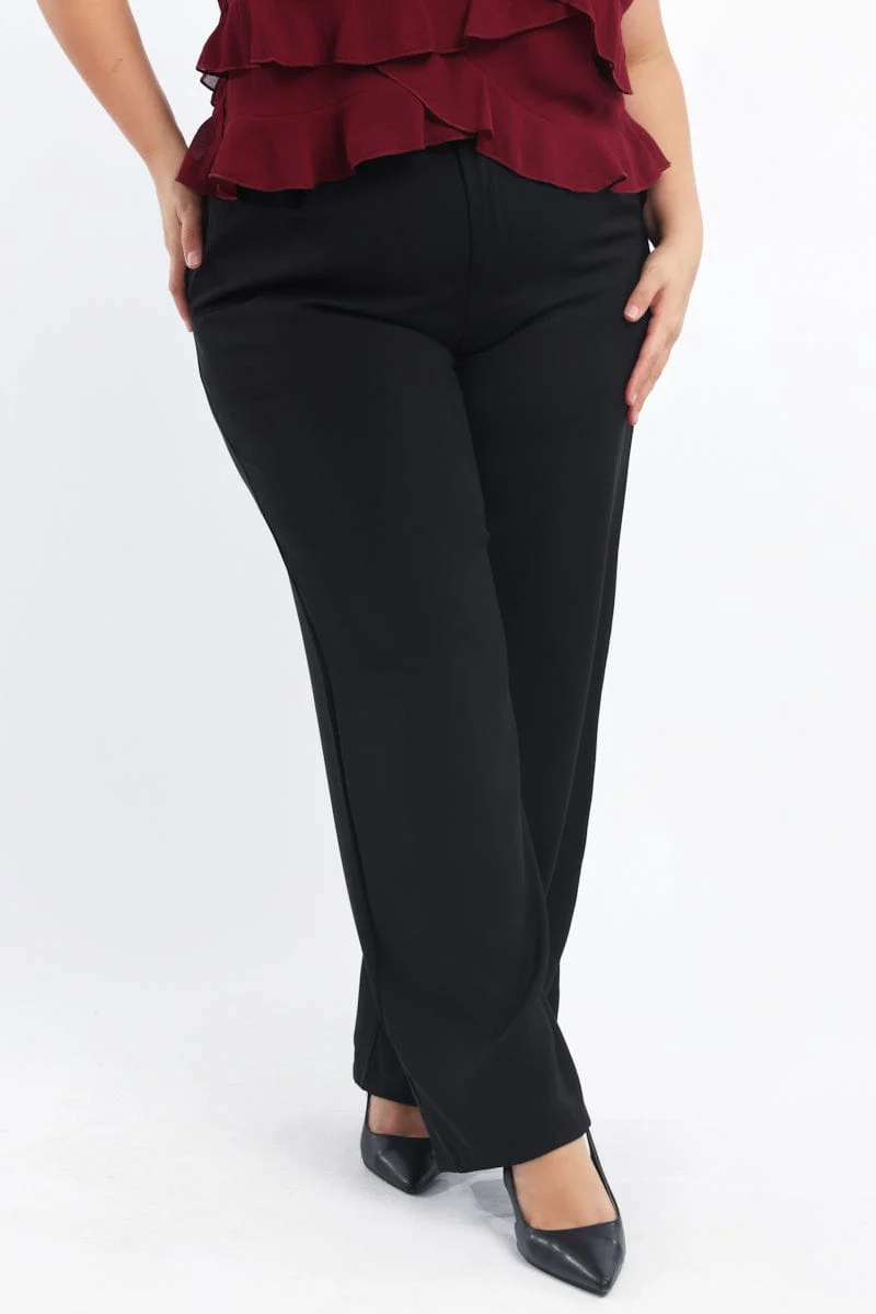 Black High Rise Wide Leg Tailored Pants - Image 4