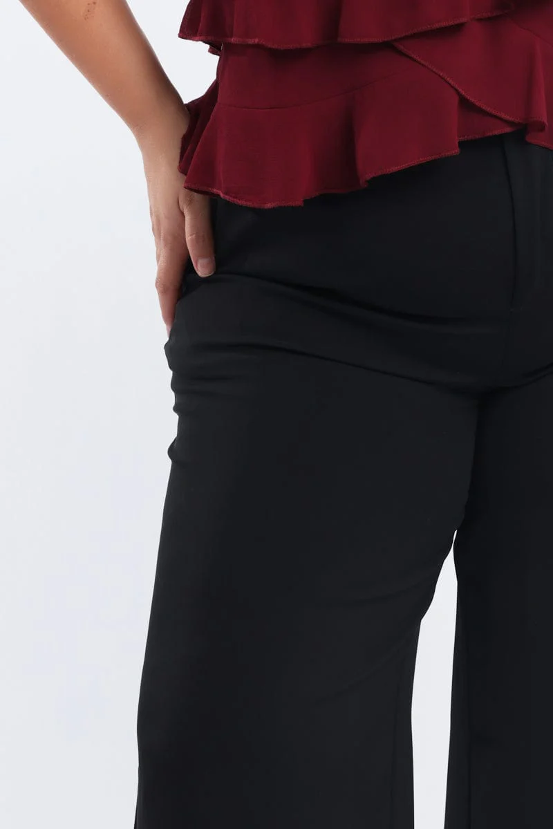 Black High Rise Wide Leg Tailored Pants - Image 7