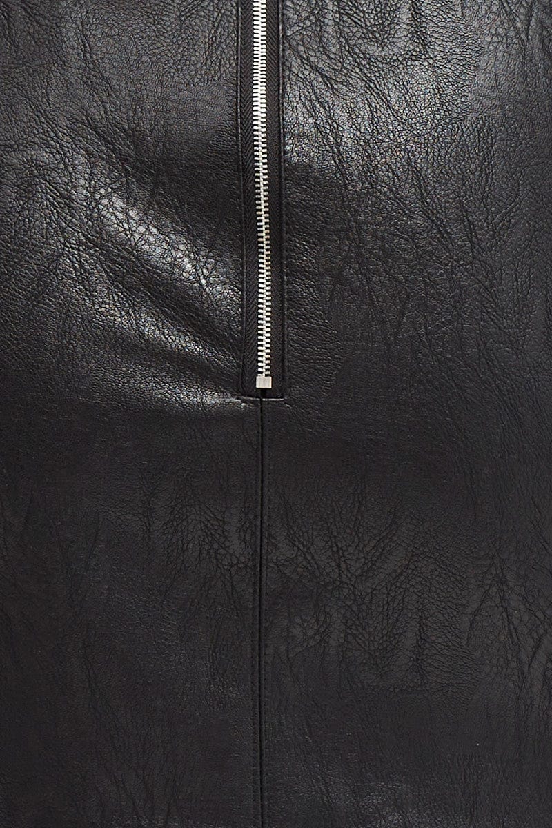 Black High Waist Faux Leather Mini Skirt - Image 6