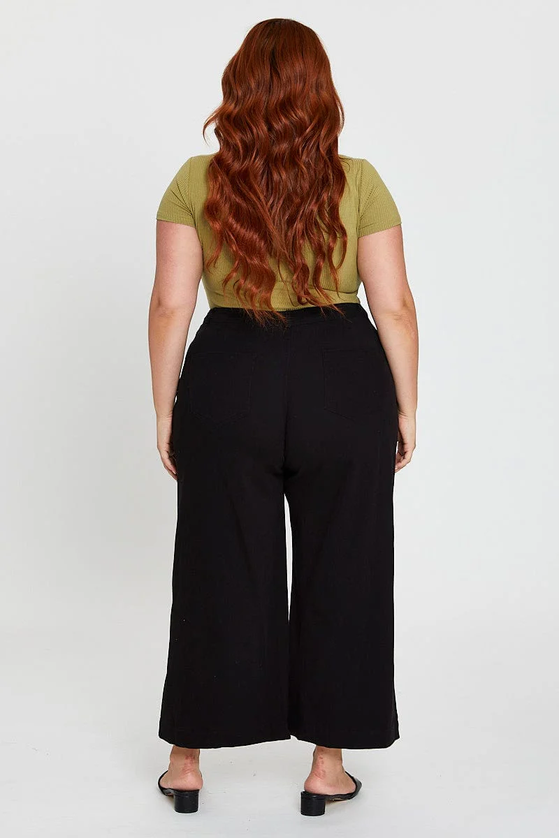 Black High Waist Stretch Wide Leg Pant - Image 5