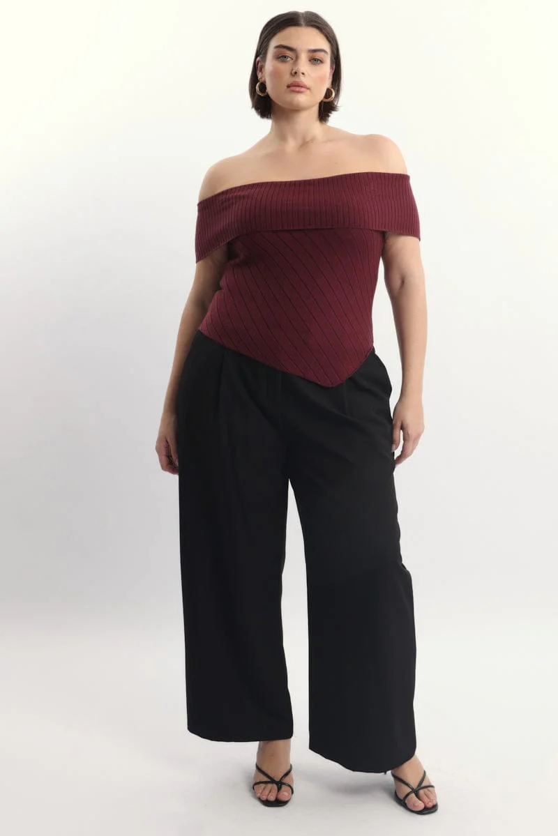 Black High Waist Tailored Wide Leg Pants - Image 2