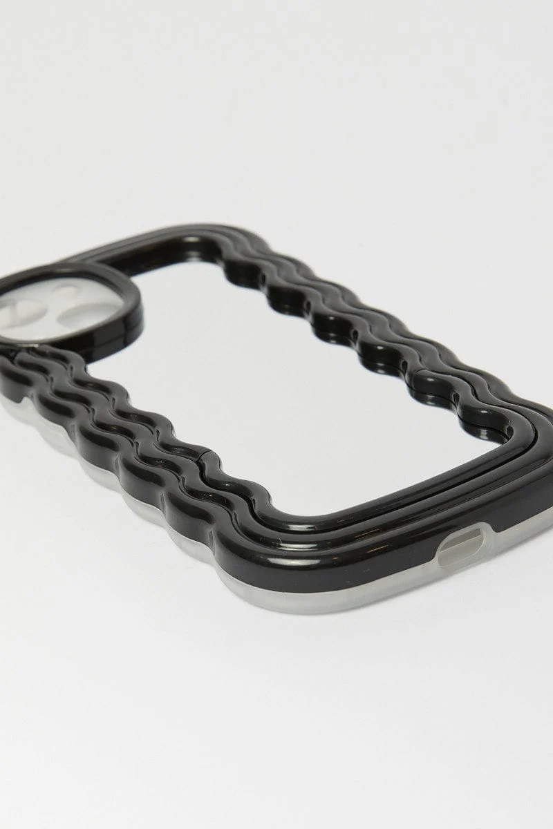 Black Iphone 14 Mirror Case With Holder - Image 2