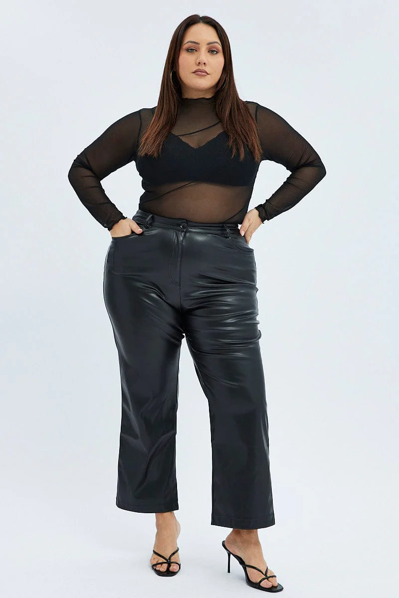 Black Jean Style Pant Faux Leather - Image 3
