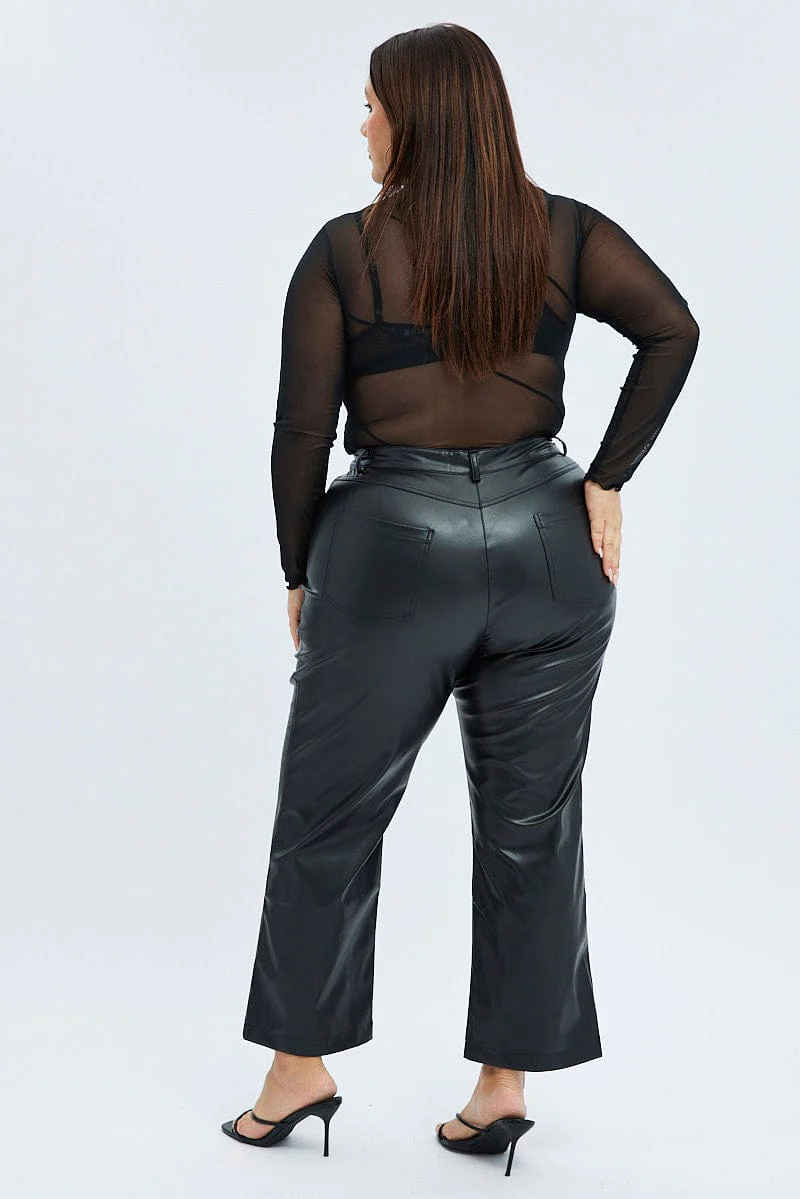Black Jean Style Pant Faux Leather - Image 5