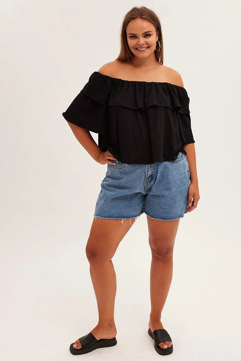 Black Jersey Top Off Shoulder - Image 2