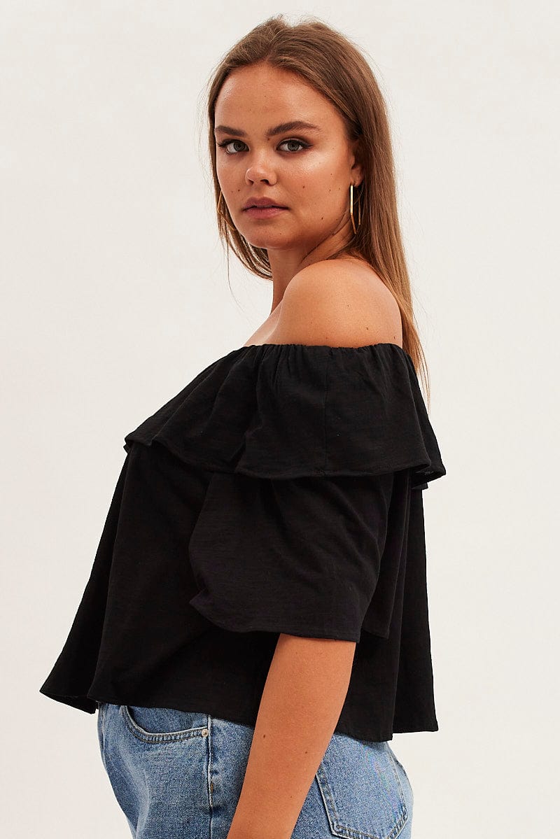 Black Jersey Top Off Shoulder - Image 4