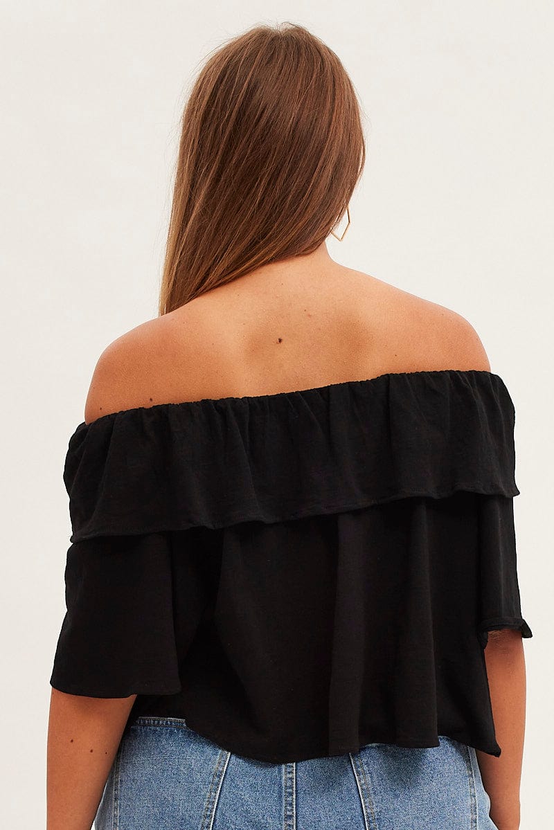 Black Jersey Top Off Shoulder - Image 5
