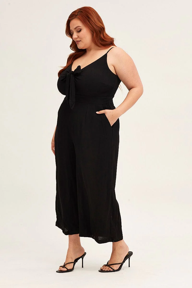 Black Jumpsuit Sleeveless Tie Front - Image 4