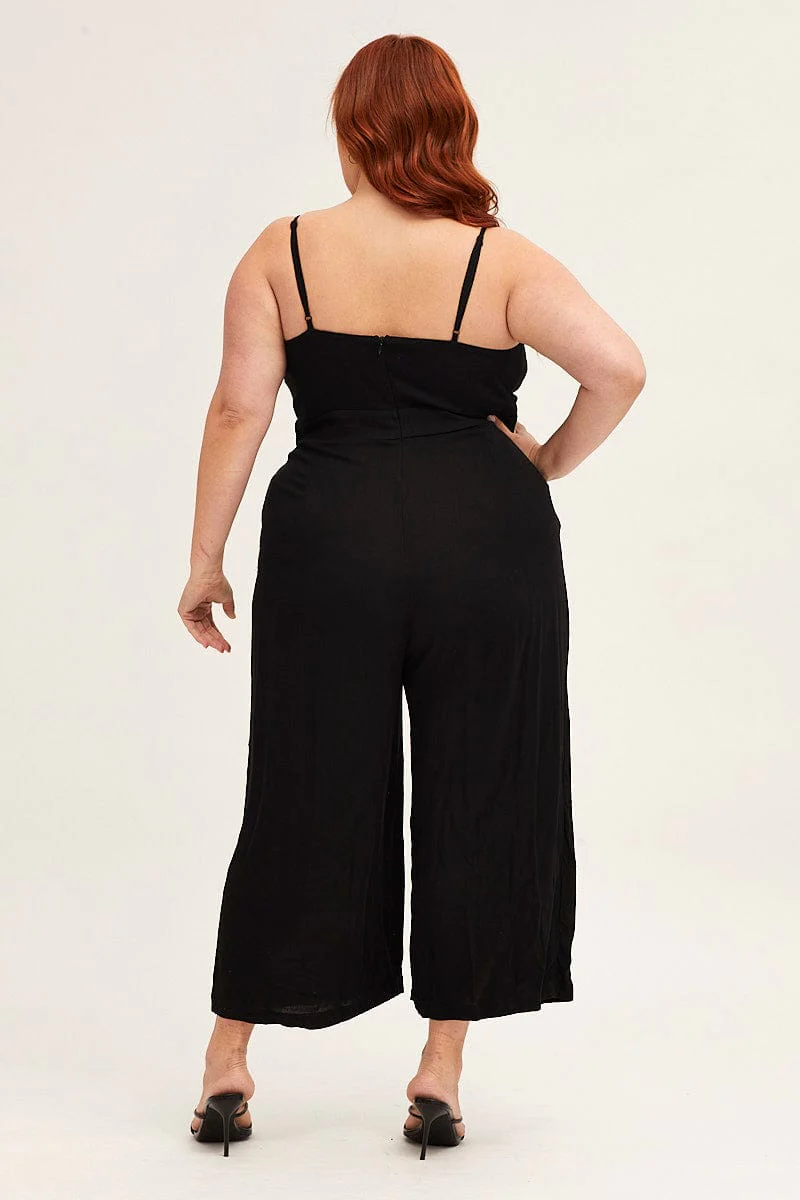 Black Jumpsuit Sleeveless Tie Front - Image 5