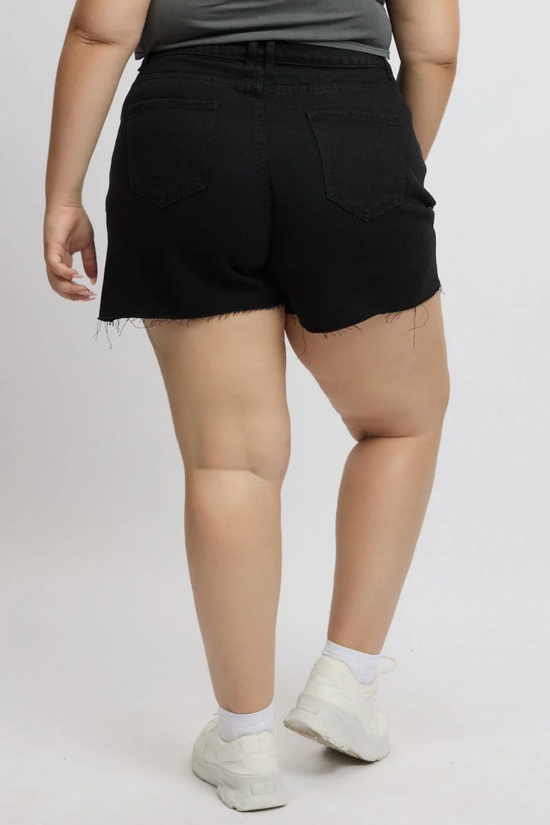 Black Knee Length Shorts High Rise - Image 5