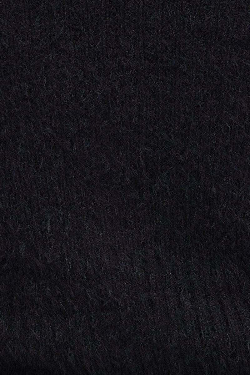 Black Knit Cardigan Fur Trim - Image 6