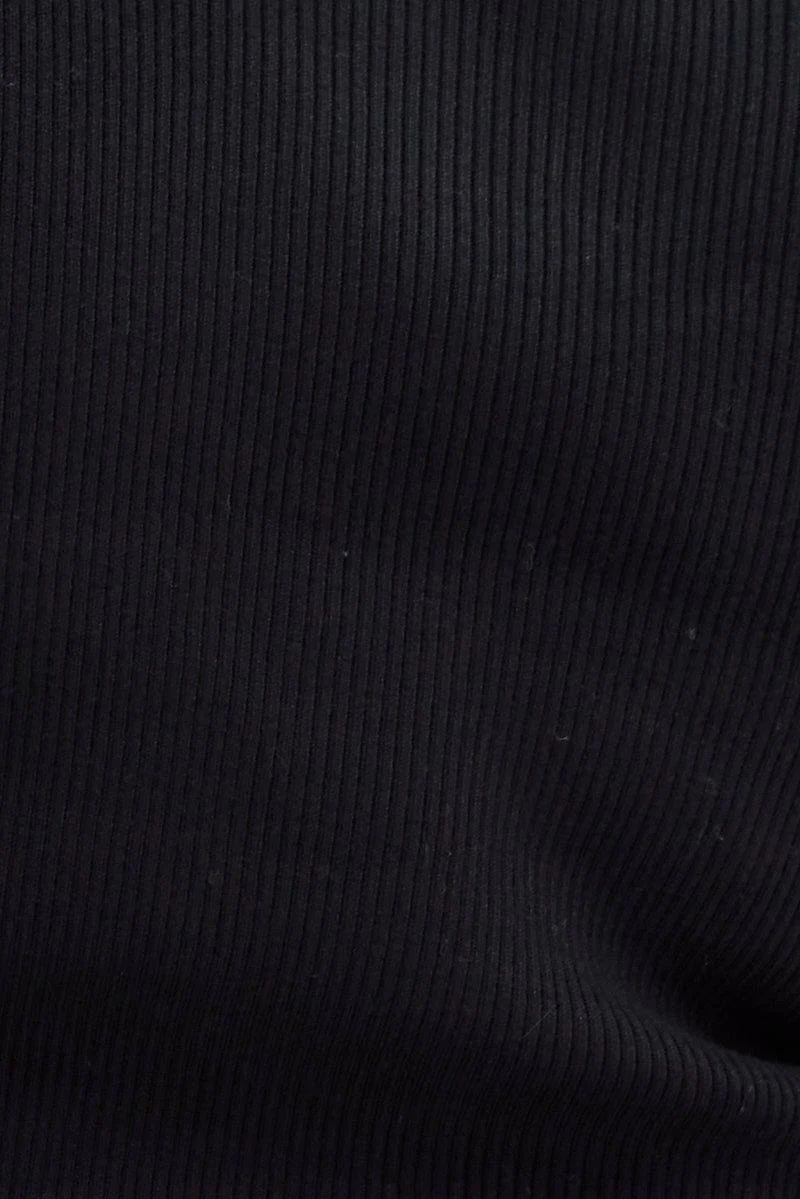 Black Knit Cardigan Zip Up Ribbed - Image 6