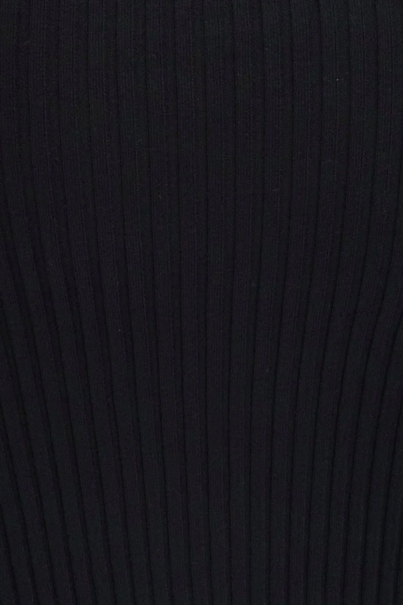 Black Knit Dress Midi Long Sleeve - Image 6