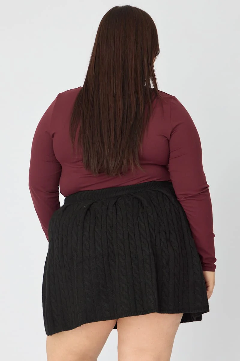 Black Knit Skater Skirt Mini Cable - Image 6