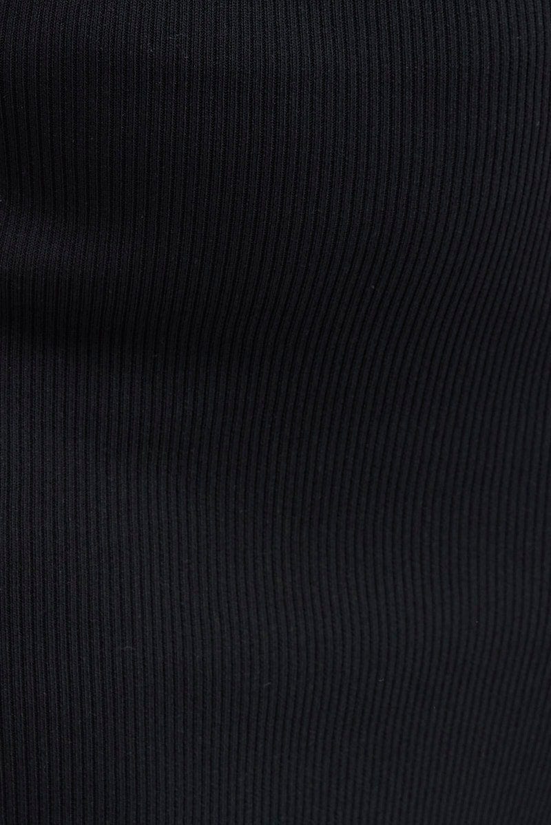 Black Knit Skirt Front Split Bodycon - Image 6