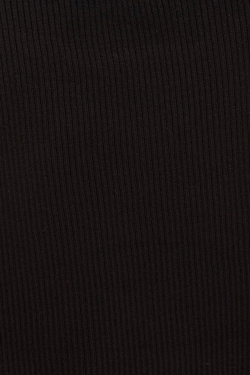 Black Knit Top Bust Cut Out Short Sleeve - Image 6